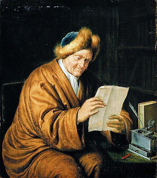 MIERIS, Willem van An Old Man Reading Norge oil painting art